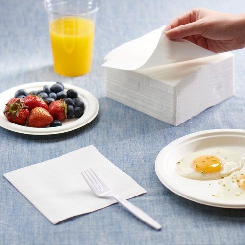 Pantry Value [500 Count - 6x6 Inch folded] 1-ply White Lunch Napkins - Disposable Absorbent Paper Napkins for Everyday use, Events, Parties (12x12 Inch unfolded)