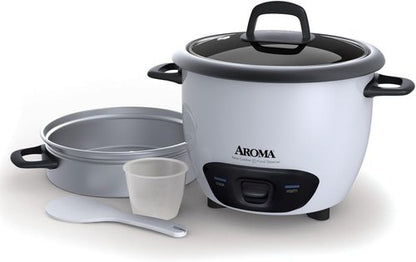 Aroma Housewares 14-Cup Rice Cooker & Food Steamer - Versatile Cooking in White (ARC-747-1NG)