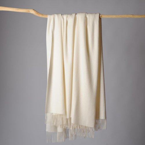 CUDDLE DREAMS Cashmere Throw Blanket - Luxuriously Soft with Fringe | Elegant Ivory Color