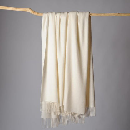 CUDDLE DREAMS Cashmere Throw Blanket - Luxuriously Soft with Fringe | Elegant Ivory Color