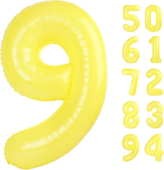 Yellow 9 Balloon | 40-Inch Giant Number Balloon for 9th Birthday Decorations