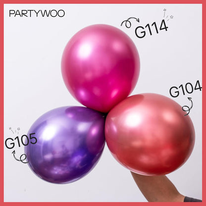 PartyWoo Metallic Pink Balloons - 50pcs 12 Inch Chrome Hot Pink for Birthdays & Celebrations