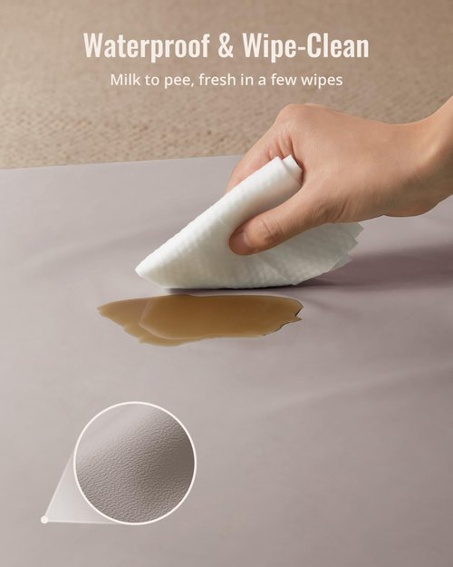 Blissful Diary Vegan Leather Baby Play Mat - 50x50 Waterproof Cushioned Mat for Infants & Toddlers | Stylish Taupe Design