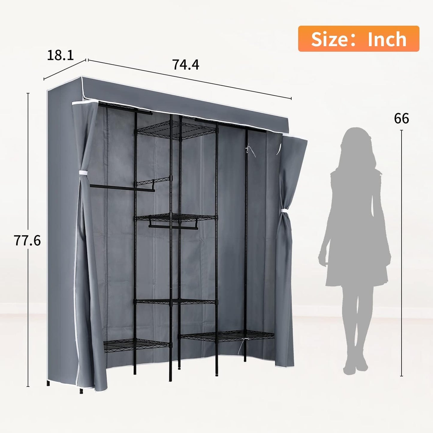PayLessHere Adjustable Metal Garment Rack - Portable Clothing Organizer with 4 Hanger Rods & 7 Shelves | Black, 830 LBS Capacity