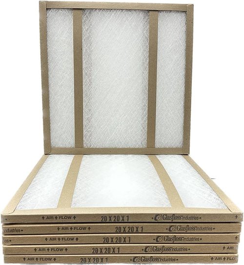 Glasfloss 20x20x1 Fiberglass Air Filter - Double Strut GDS Series | Made in USA, Actual Size: 19 5/8 x 19 5/8 x 3/4 (Box of 6)