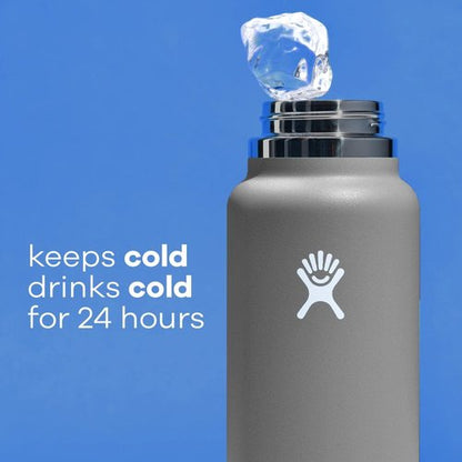 Hydro Flask 32 oz Wide Mouth Water Bottle with Straw Lid - Durable White Design