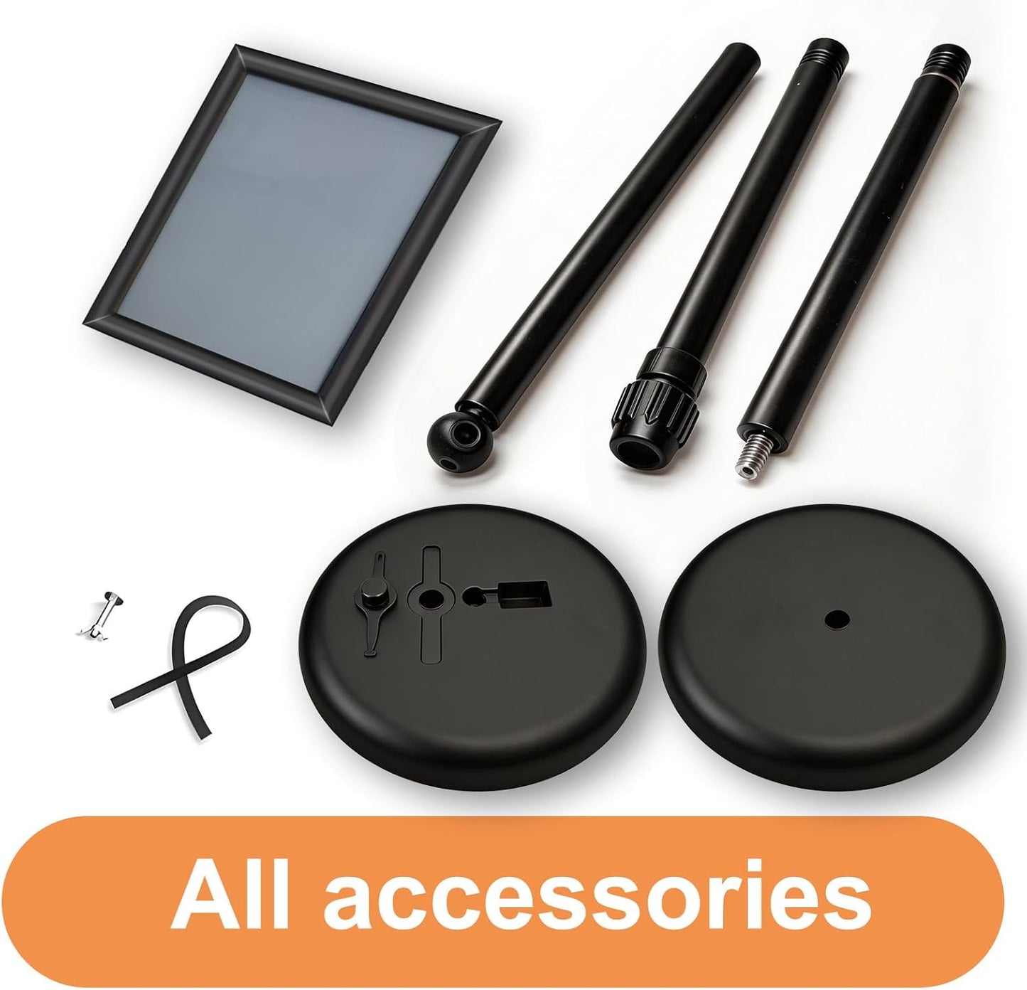 Sign Holder Stand by [Brand Name] - 8.5x11″ Adjustable Freestanding Display Frame | Black Pedestal Base for Menus & Logos