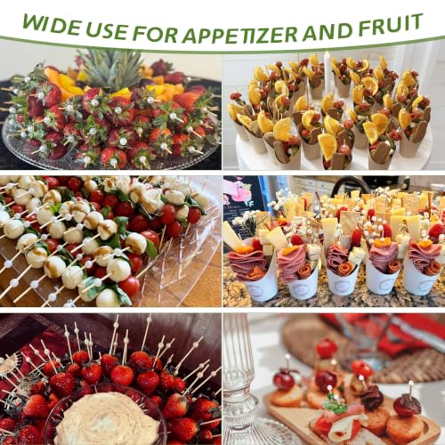 White Pearl Cocktail Picks 4.7 Inch Bamboo Toothpicks for Appetizers - 600 Pcs