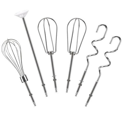 Hand Mixer Beaters Replacement for Cuisinart CHM Series, Stainless Steel Beater, Whisk, Dough Hook, Blending Rod Attachments Parts for HM-90S HM-50 HM-70 CHM-3 CHM-7PK 9 7 5 3 Mixers Blender - 6 PCS
