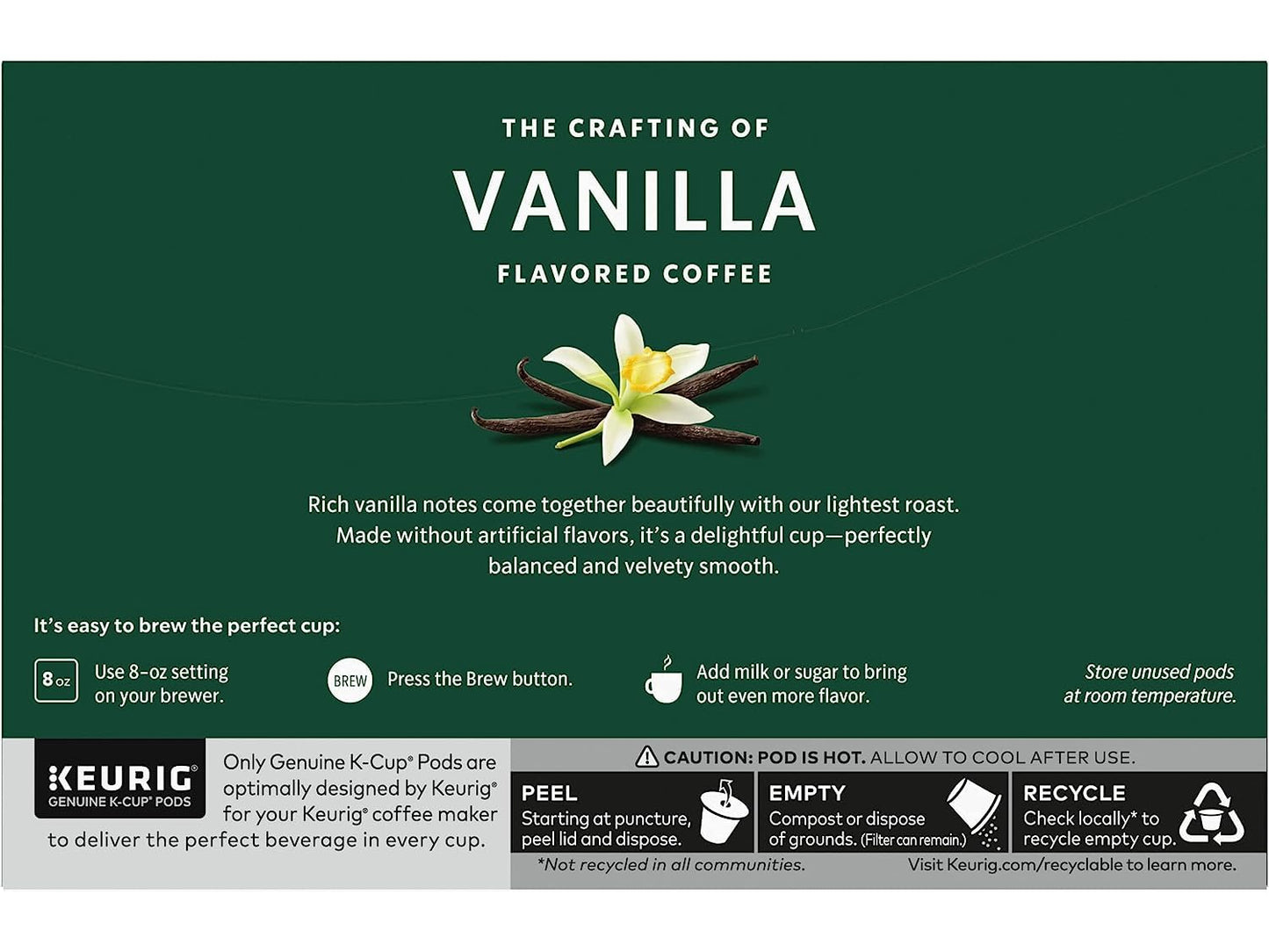 Starbucks Flavored Coffee K-Cup Pods, Vanilla Flavored Coffee, Made without Artificial Flavors, Keurig Genuine K-Cup Pods, 10 CT K-Cups/Box (Pack of 4 Boxes)