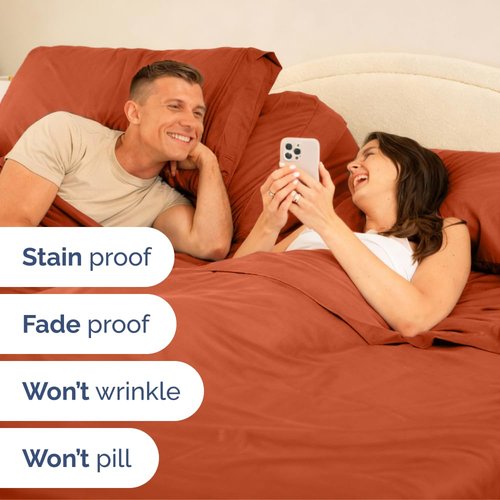 Full XL Bed Sheet - 4 Piece Full XL Bed Sheets Set - Soft, Breathable & Cooling - Hotel Luxury Bedding for Women, Men, Kids, Teens, Boys & Girls - Deep Pockets, Comfy, Fade & Wrinkle Free - Terracotta