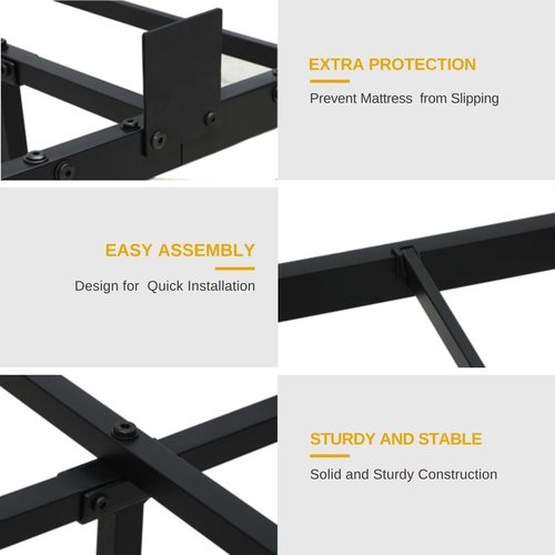 DWVO Full-Size Floating Bed Frame, Metal Platform Bed with LED Light, Charging Hub and Sturdy Steel Slats, Box Spring No Needed, Simple Setup (Black)