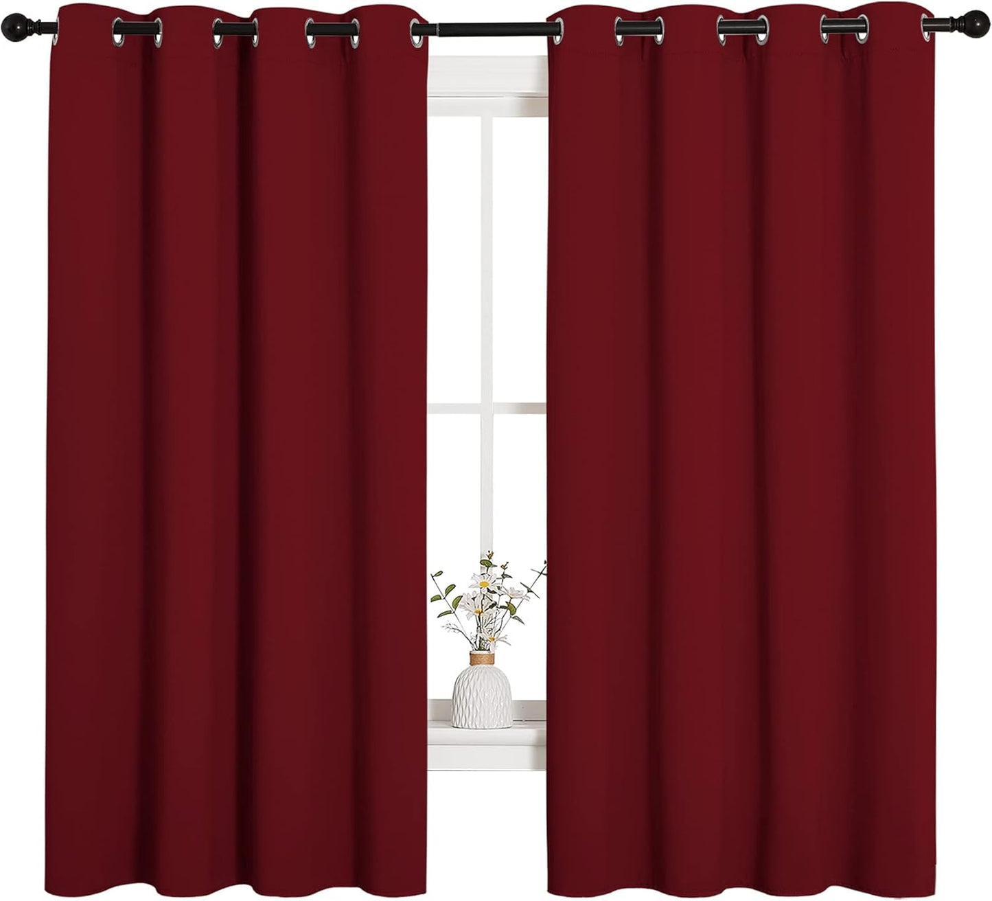 NICETOWN Blackout Curtains - Thermal Insulated Burgundy Drapes for Laundry Room | 55x68 Inch Pair
