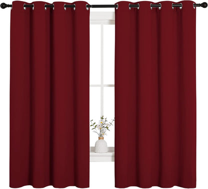 NICETOWN Blackout Curtains - Thermal Insulated Burgundy Drapes for Laundry Room | 55x68 Inch Pair