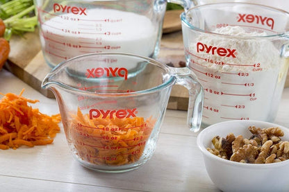 Pyrex Essentials Glass Measuring Cups Set - 1 & 2 Cup | Oven, Dishwasher, Freezer & Microwave Safe
