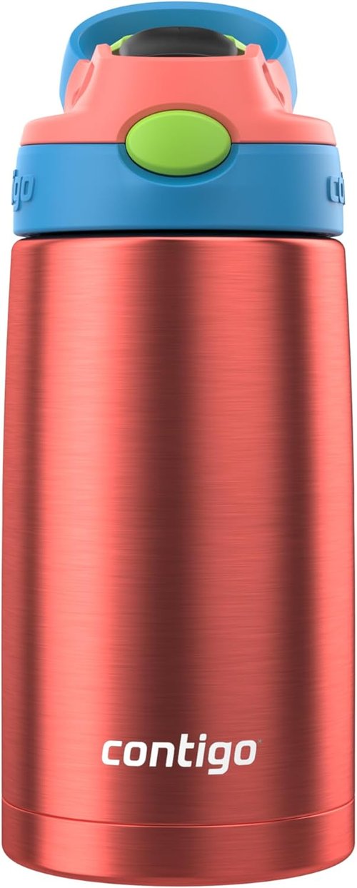 Contigo AUTOSPOUT Water Bottle - 13 Oz Leak-Proof Design | Coral Blue & Poppy Color