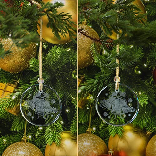 Christmas Crystal Hanging Ornament - Shiny Engraved Glass Decor - Variation C