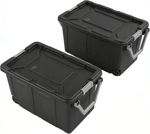 40 Gallon Storage Bins by [Brand Name] - Durable Tote with Lids & Wheels for Bedroom, Garage, Dorm Room | Black, 2 Count