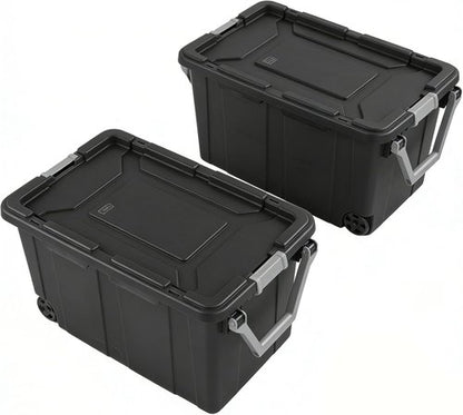 40 Gallon Storage Bins by [Brand Name] - Durable Tote with Lids & Wheels for Bedroom, Garage, Dorm Room | Black, 2 Count