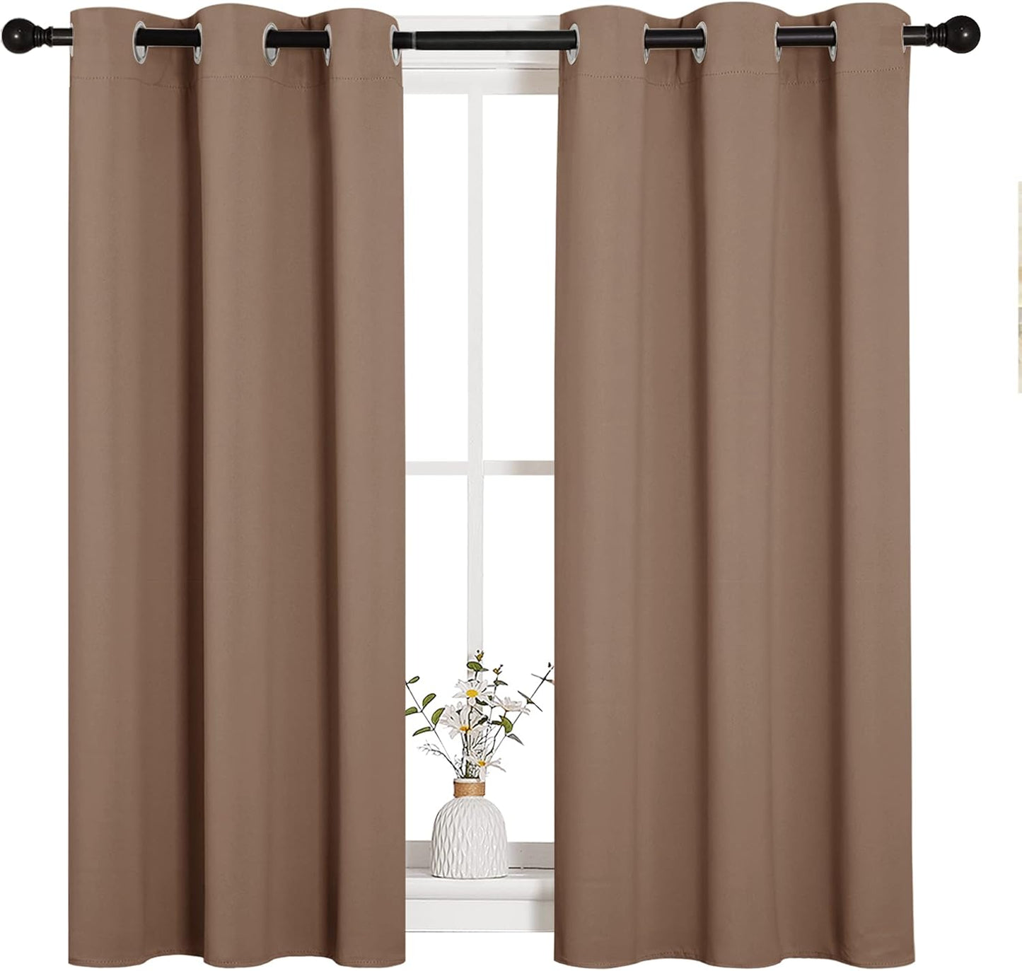 NICETOWN Blackout Window Curtains - Thermal Insulated Drapery Panels, Set of 2, 34x45 Inches, Cappuccino