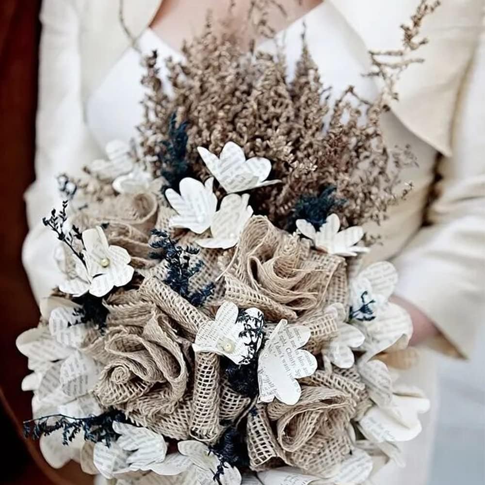 Skiennix 12PCS Large Burlap Flowers - Handmade Jute Roses for Wedding & Party Decorations | 3.15 in