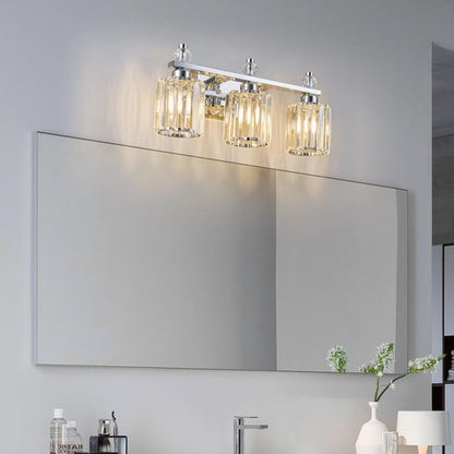 FDPBY Bathroom Vanity Lights 3-Light Chrome Modern Crystal Vanity Light Fixtures Over Mirror Crystal Bathroom Vanity Lighting Fixtures
