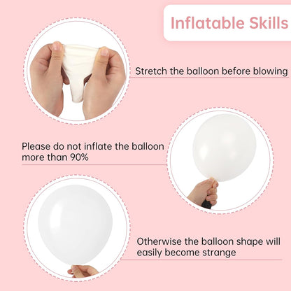 RUBFAC Premium White Balloons - 87pcs in Various Sizes (5-18 Inches) for Garland & Arch Decor