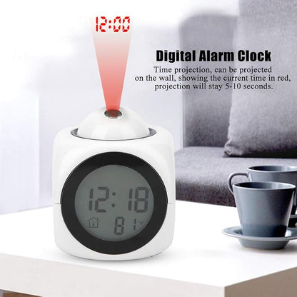 Digital Projection Alarm Clock with Ceiling Projector - Bedroom Night Light Time & Temperature