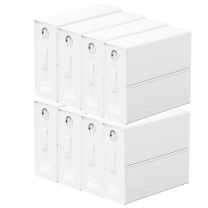 New England Stories 8 Pack Bed Sheet Organizer, Sheet Set Folding Box Container, Linen Closet Organizer for Bedding Sheets, Duvet Cover Set and Pillow cases (White, Circle Window)