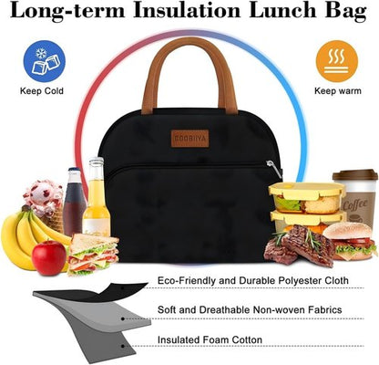 Coobiiya Insulated Lunch Box - Leakproof & Reusable Tote Bag for Work | Compact 10L, Black