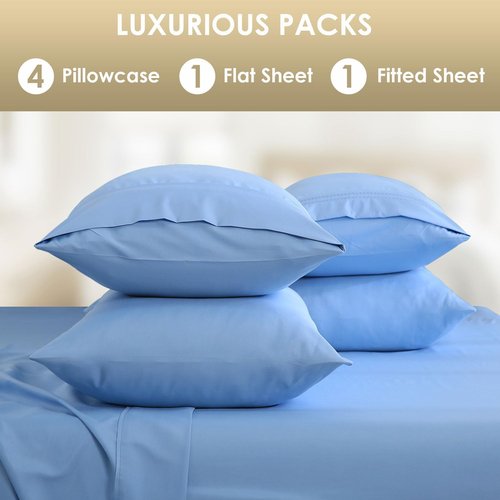 CozySmile Luxury Silky Soft Bed Sheet Set - 6 Piece Full Size | Fits 16" Deep Pocket Mattresses, Wrinkle-Free & Breathable Cooling, Sky Blue