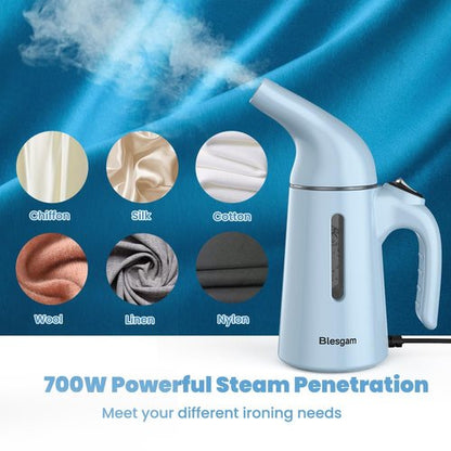 Blesgam Steamer for Clothes 700W, Fast Heat-up in 40S, 120ML Water Tank, 25g/min Strong Penetrating Steam, Portable Clothes Steamer Iron for Travel and Home(GY169-Blue)