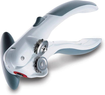 Zyliss Lock N' Lift Can Opener - Easy Manual Opener with Magnetic Lid Lifter - White/Gray