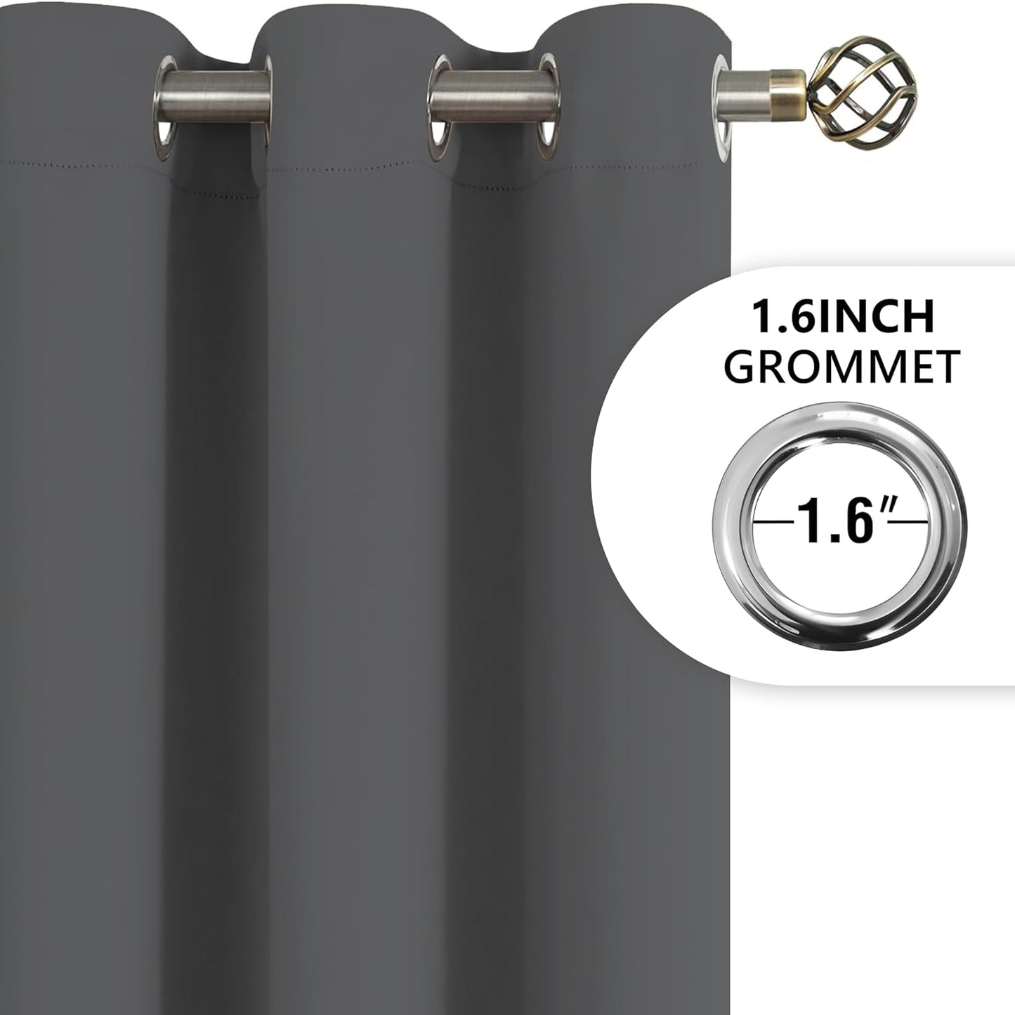 Tititex Solid Dark Grey Blackout Curtains - 84 Inch Long Thermal Insulated Drapes | 2 Panel Set for Bedroom & Living Room