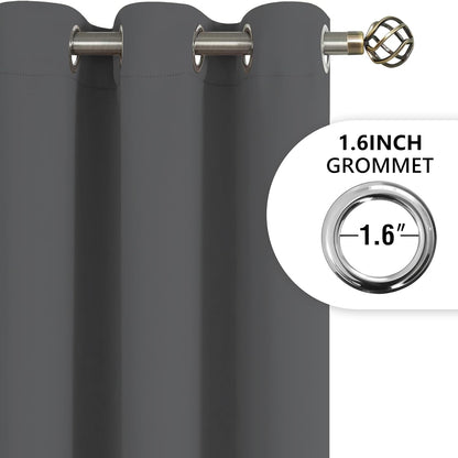 Tititex Solid Dark Grey Blackout Curtains - 84 Inch Long Thermal Insulated Drapes | 2 Panel Set for Bedroom & Living Room