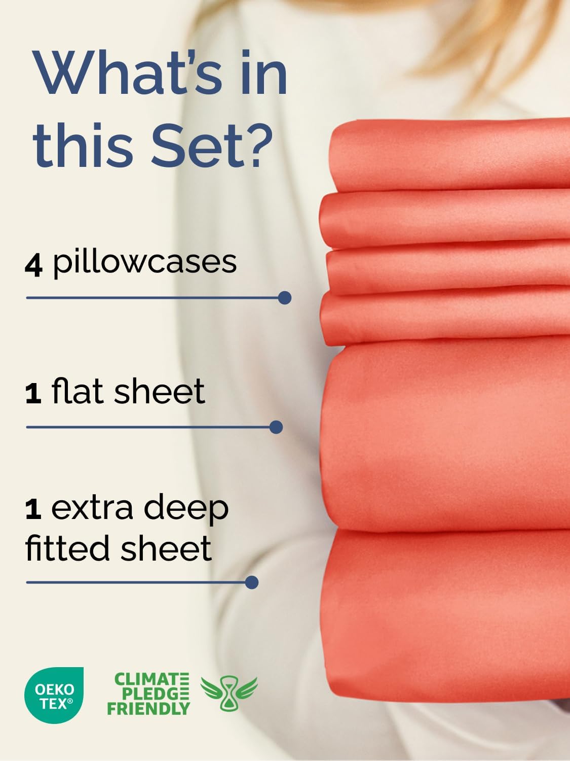 Skiennix Extra Deep Full Sheet Set - 6 Piece Breathable Cooling Bedding - Soft Wrinkle-Free Coral