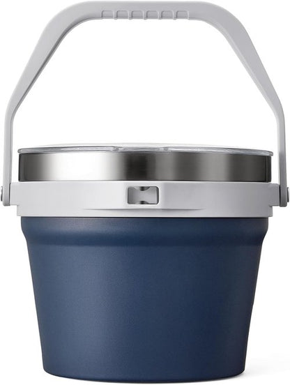 COKTIK 7L Insulated Ice Bucket with Lid，Double Wall Vacuum Stainless Steel Beverage Bucket Keeps Frozen Longer，Holds 6 Longnecks or 3 Bottles of Wine，for Cocktail, Champagne, (Navy,1 Pack)