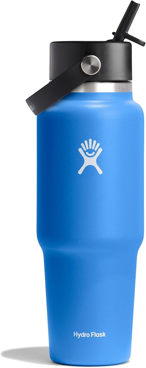 Hydro Flask Travel Water Bottle - Insulated Stainless Steel - Leakproof 32 Oz in Cascade Blue