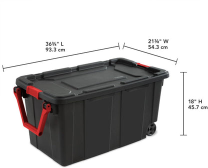 Sterilite Wheeled Tote - Durable 40 Gallon Storage Container in Black | Ideal for Organizing