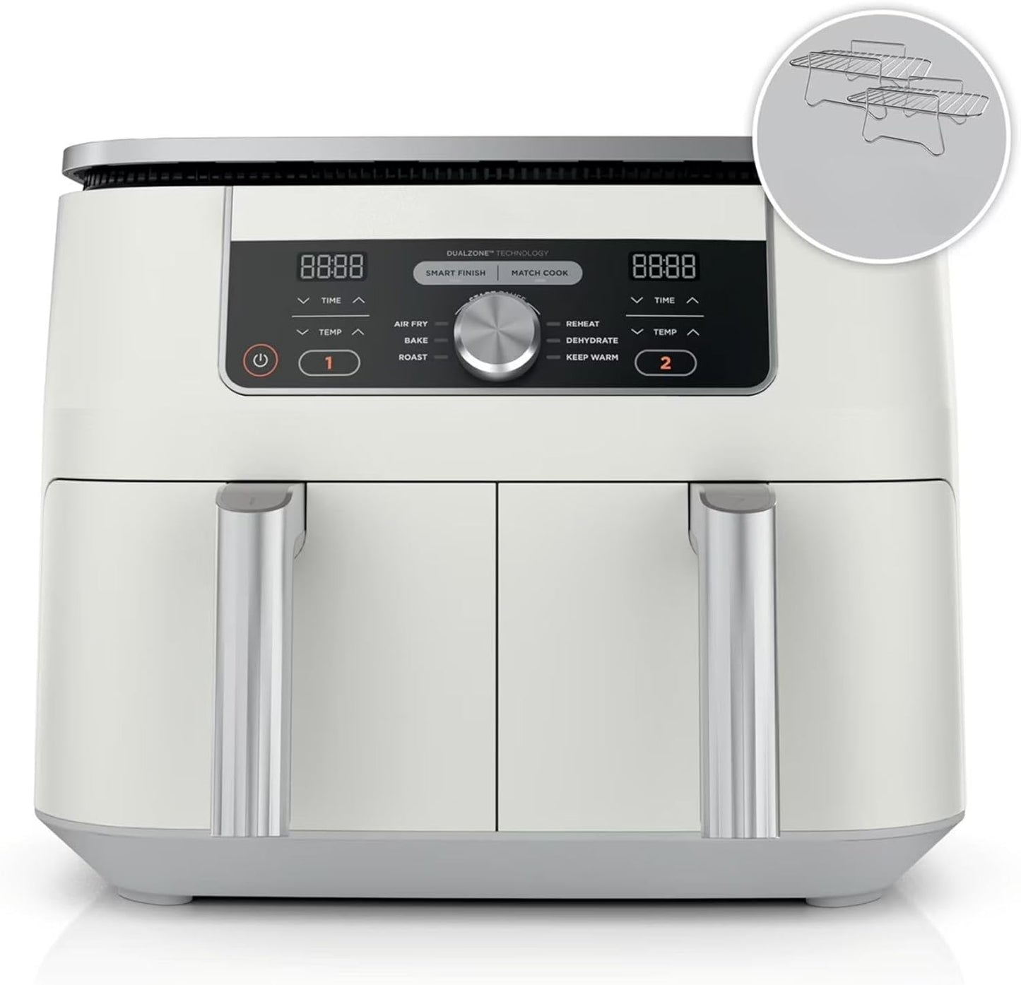 Skiennix 8 Quart DualZone Air Fryer - 6-in-1 Cooking with 2 Independent Baskets for Quick Meals