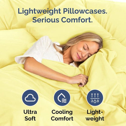 King Pillow Cases by [Brand Name] - Ultra Soft Hotel Quality - Comfy & Wrinkle Free - 4 Piece Set in Yellow