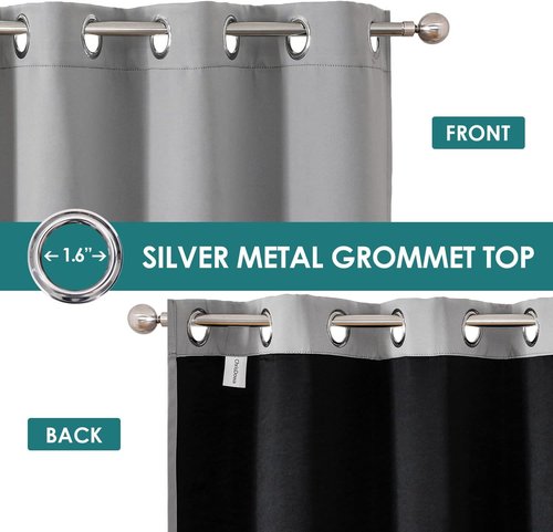 ChrisDowa 100% Blackout Curtains - Thermal Insulated Grommet Panels, Light Grey, 42 x 63 Inch, 2 Panels Set