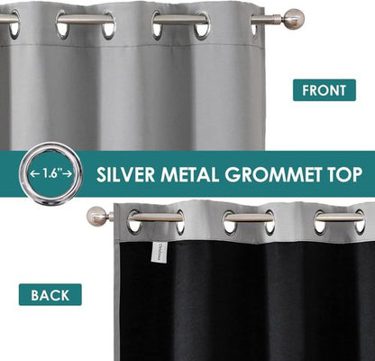 ChrisDowa 100% Blackout Curtains - Thermal Insulated Grommet Panels, Light Grey, 42 x 63 Inch, 2 Panels Set