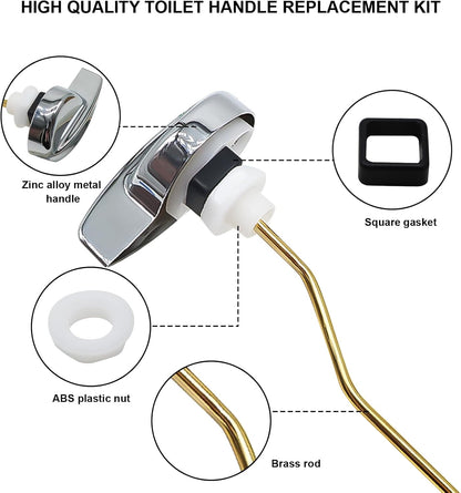 Toilet Handle Replacement Kit - Side Mount Flush Tank Lever Universal Brass Fit Most Toilets