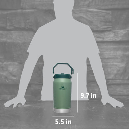 Stanley IceFlow Stainless Steel Water Jug - Vacuum Insulated 64 OZ Tumbler with Straw | Hammertone Green