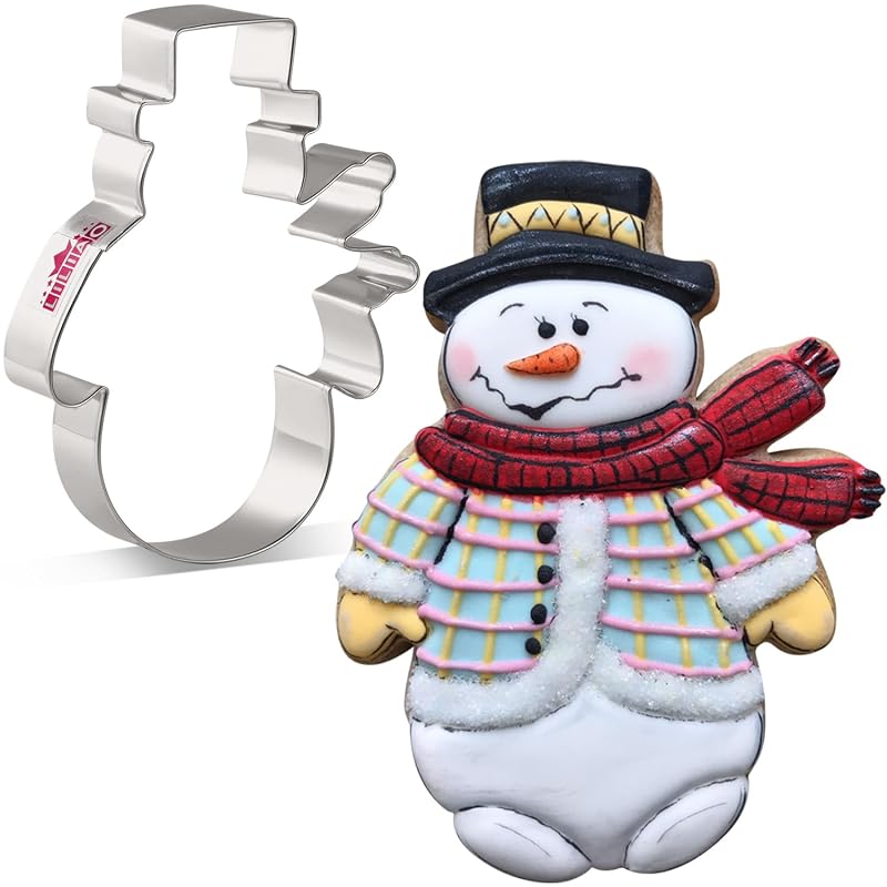 Snowman Cookie Cutter - 3.7 x 4.6 in, Stainless Steel, Safe for Dough & Fondant