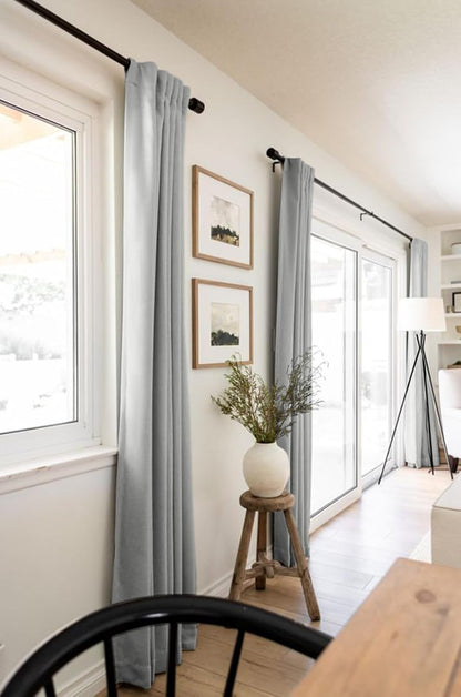 Skiennix 100% Blackout Curtains - Thermal Insulated Linen Drapes, 2 Panels Set, 50" W x 84" L, Ash Grey