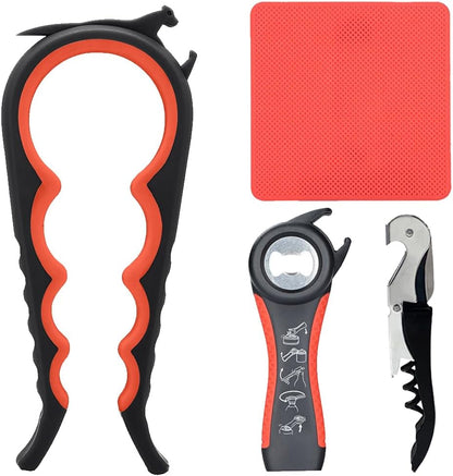 Otstar Jar Opener for Seniors - Multi-Function Non-Slip Grip & Corkscrew | Ideal for Arthritis & Weak Hands