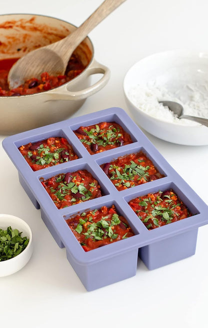 W&P Cup Cubes Silicone Freezer Tray - Blue | Makes 6 Perfect 1-Cup Portions for Soup, Broth & Leftovers