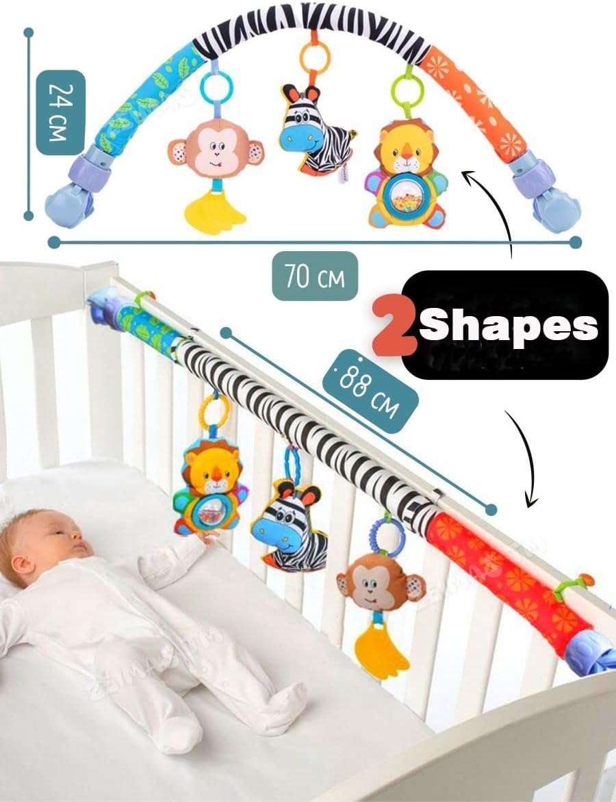 Pau1Hami1ton Baby Stroller Arch Toys - Adjustable Hanging Toy Bar for Crib, Car Seat & Bouncer | Zebra Design
